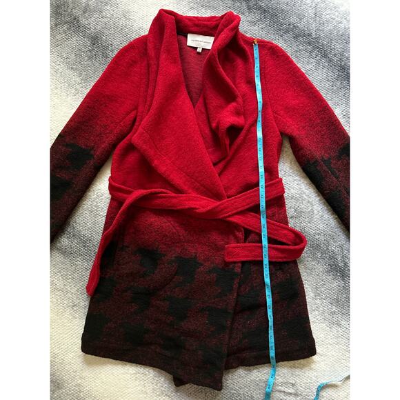 Cupcakes & cashmere 'Brighton' Houndstooth Wrap Coat Wool Belted Size Small Cozy - Picture 11 of 12